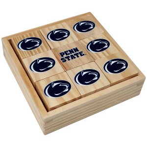wooden baby blocks with Athletic Logos and Penn State in storage box